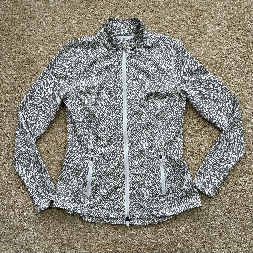 J.McLaughlin Gray White Abstract Print Full Zip Athletic Jacket Size S - Picture 1 of 6
